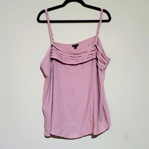 TORRID Pink Dusty Georgette Pleated Cami Tunic - Size 2 - Picture 2 of 7